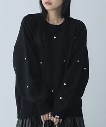 【大人が着やすいハート柄/WEB限定】SunnySports(サニースポーツ)別注 ハート刺繍モールニット