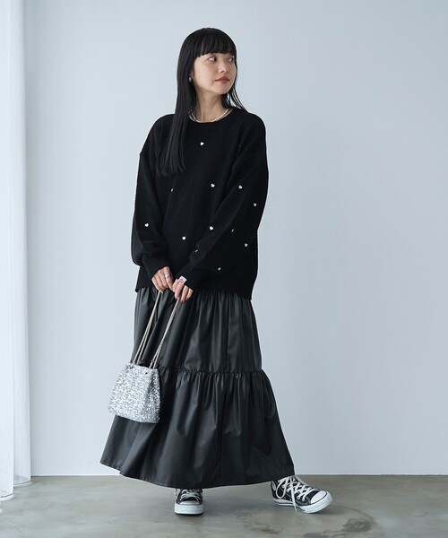SUNNY  SPORTS（サニースポーツ）の「【大人が着やすいハート柄/WEB限定】SunnySports（サニースポーツ）別注　ハート刺繍モールニット（ニット/セーター・レディース・レッド/オフホワイト/ブラック・FREE）」の14枚目の写真