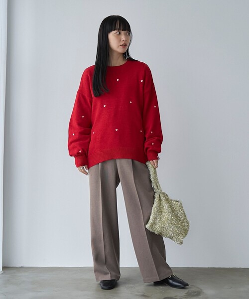 SUNNY  SPORTS（サニースポーツ）の「【大人が着やすいハート柄/WEB限定】SunnySports（サニースポーツ）別注　ハート刺繍モールニット（ニット/セーター・レディース・レッド/オフホワイト/ブラック・FREE）」の20枚目の写真