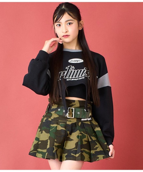 ANAP GｉRL（アナップガール）の「ガーターショートスウェット（スウェット・キッズ・ライトブルー/ブラック・S/M/XS）」の3枚目の写真