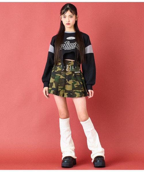 ANAP GｉRL（アナップガール）の「ガーターショートスウェット（スウェット・キッズ・ライトブルー/ブラック・S/M/XS）」の4枚目の写真