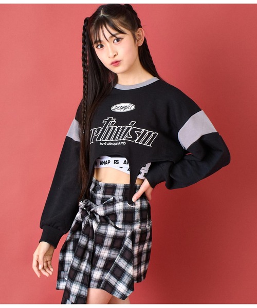 ANAP GｉRL（アナップガール）の「ガーターショートスウェット（スウェット・キッズ・ライトブルー/ブラック・S/M/XS）」の9枚目の写真