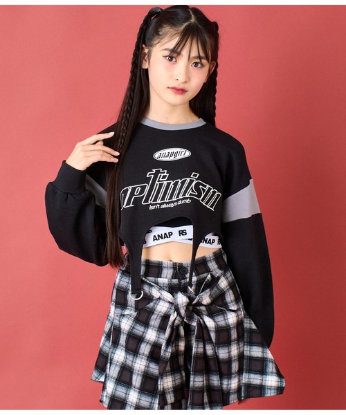 ANAP GｉRL（アナップガール）の「ガーターショートスウェット（スウェット・キッズ・ライトブルー/ブラック・S/M/XS）」の8枚目の写真