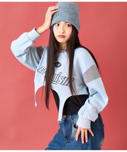 ANAP GｉRL（アナップガール）の「ガーターショートスウェット（スウェット・キッズ・ライトブルー/ブラック・S/M/XS）」の11枚目の写真