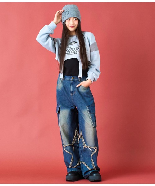 ANAP GｉRL（アナップガール）の「ガーターショートスウェット（スウェット・キッズ・ライトブルー/ブラック・S/M/XS）」の13枚目の写真