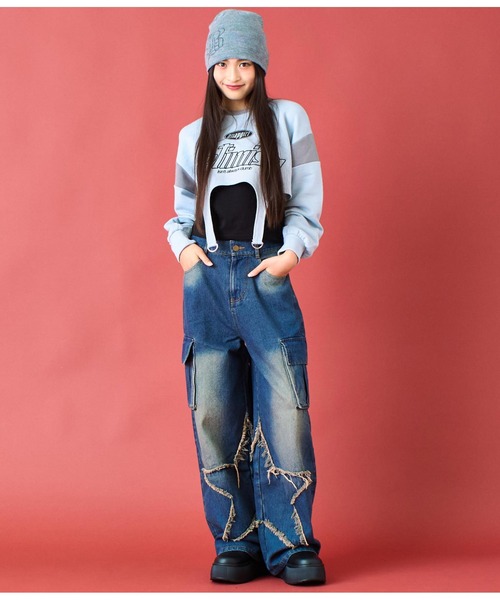 ANAP GｉRL（アナップガール）の「ガーターショートスウェット（スウェット・キッズ・ライトブルー/ブラック・S/M/XS）」の14枚目の写真