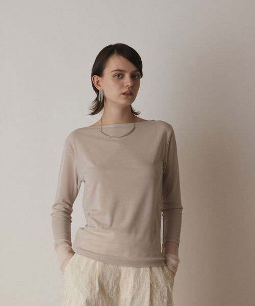 Diagram（ダイアグラム）の「シアーアセテートカットトップ（Tシャツ/カットソー・レディース・ブラック/オレンジ/ベージュ/ホワイト・36）」の4枚目の写真