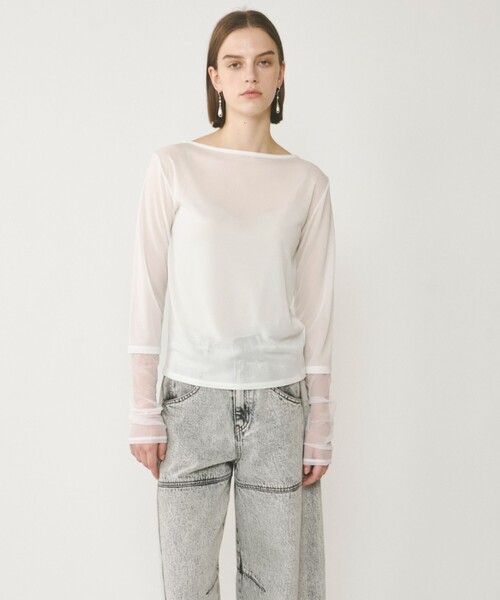 Diagram（ダイアグラム）の「シアーアセテートカットトップ（Tシャツ/カットソー・レディース・ブラック/オレンジ/ベージュ/ホワイト・36）」の2枚目の写真