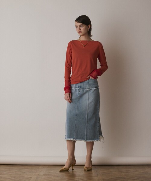 Diagram（ダイアグラム）の「シアーアセテートカットトップ（Tシャツ/カットソー・レディース・ブラック/オレンジ/ベージュ/ホワイト・36）」の21枚目の写真