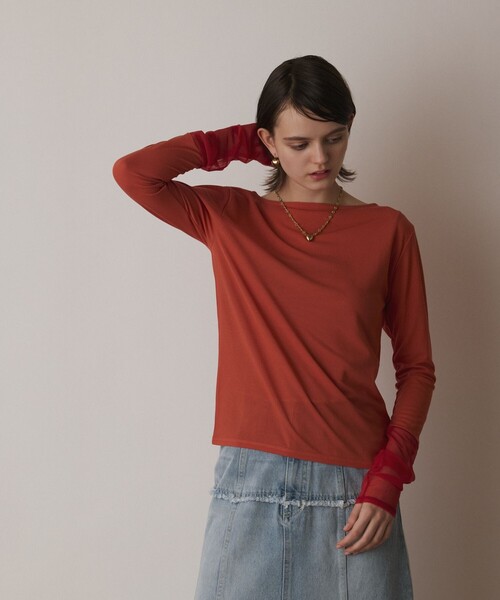 Diagram（ダイアグラム）の「シアーアセテートカットトップ（Tシャツ/カットソー・レディース・ブラック/オレンジ/ベージュ/ホワイト・36）」の17枚目の写真