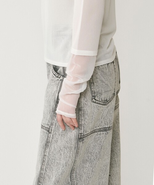 Diagram（ダイアグラム）の「シアーアセテートカットトップ（Tシャツ/カットソー・レディース・ブラック/オレンジ/ベージュ/ホワイト・36）」の9枚目の写真