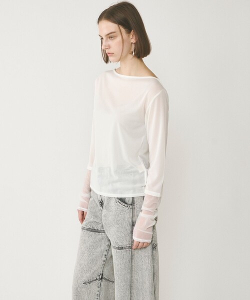 Diagram（ダイアグラム）の「シアーアセテートカットトップ（Tシャツ/カットソー・レディース・ブラック/オレンジ/ベージュ/ホワイト・36）」の7枚目の写真