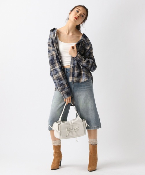 FOREVER 21（フォーエバー トゥエンティーワン）の「【2025SS】ヴィンテージライクチェックオーバーシャツ（シャツ/ブラウス・レディース・イエロー/ネイビー/グレー・FREE）」の22枚目の写真