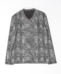 HIDEAWAYS NICOLE | パイソン柄プリントVネックプルオーバー(Tシャツ/カットソー)