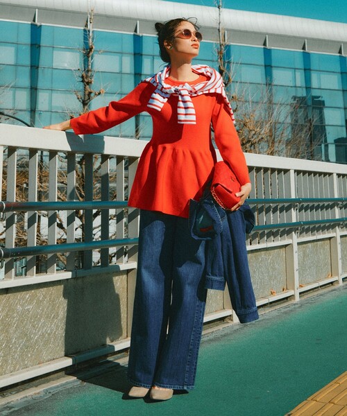 ANY SIS(エニィスィス)の「【洗える】スポンディッシュペプラム ニット(ニット/セーター・レディース・ブラック系2/ライトグリーン系/ネイビー系/ブルー系/オレンジ系/ホワイト系2・2)」の7枚目の写真