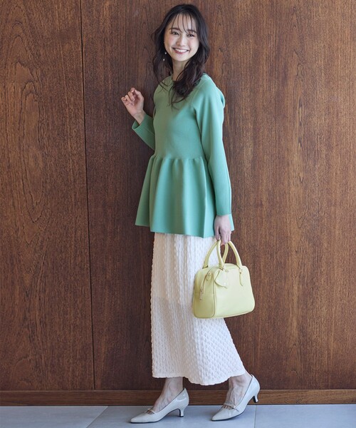 ANY SIS(エニィスィス)の「【洗える】スポンディッシュペプラム ニット(ニット/セーター・レディース・ブラック系2/ライトグリーン系/ネイビー系/ブルー系/オレンジ系/ホワイト系2・2)」の9枚目の写真