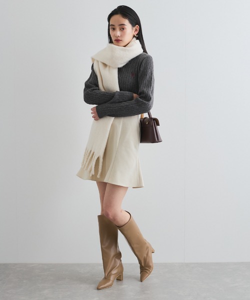 VIS（ビス）の「【洗える】ハイウエストミニスカート【インナーパンツ付き】（スカート・レディース・オフホワイト/チャコールグレー・S/M）」の6枚目の写真