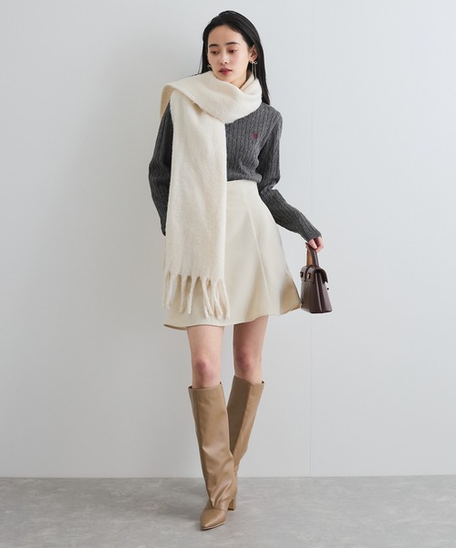 VIS（ビス）の「【洗える】ハイウエストミニスカート【インナーパンツ付き】（スカート・レディース・オフホワイト/チャコールグレー・S/M）」の7枚目の写真