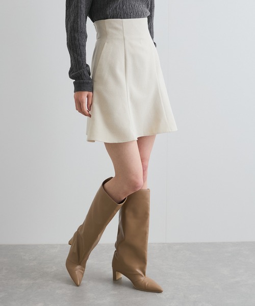 VIS（ビス）の「【洗える】ハイウエストミニスカート【インナーパンツ付き】（スカート・レディース・オフホワイト/チャコールグレー・S/M）」の5枚目の写真