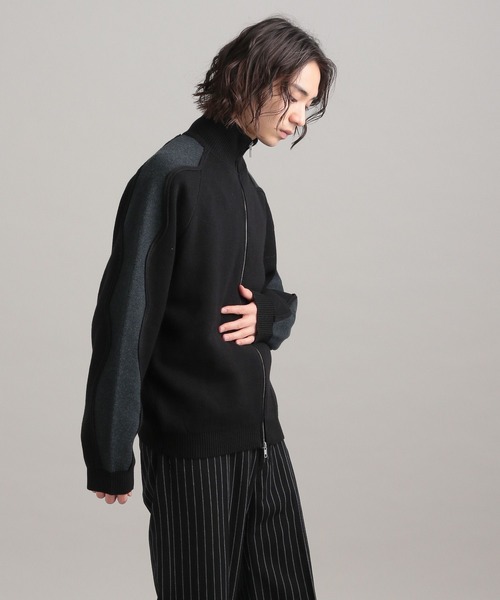 TASTE by Knit(テイストバイニット)の「【TASTE by Knit】Wave line track jacket(カーディガン/ボレロ・メンズ・ブラウン/ブラック・M/S)」の9枚目の写真