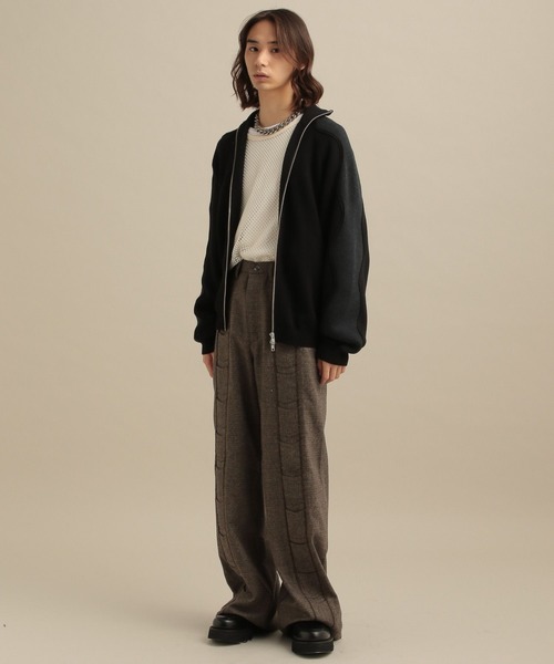 TASTE by Knit(テイストバイニット)の「【TASTE by Knit】Wave line track jacket(カーディガン/ボレロ・メンズ・ブラウン/ブラック・M/S)」の14枚目の写真