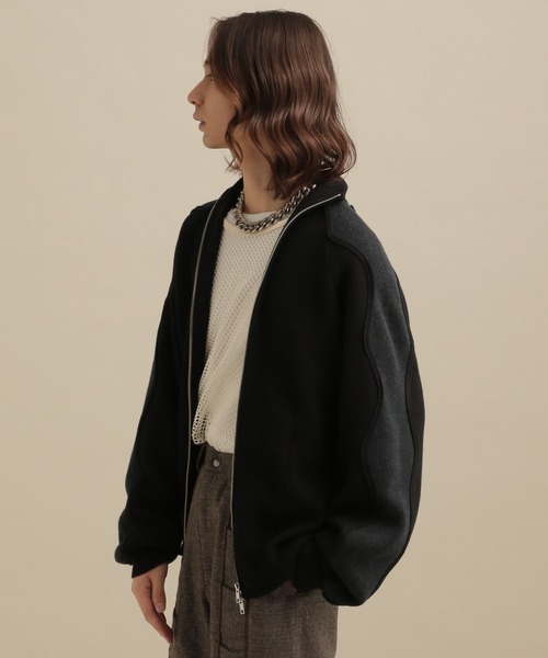 TASTE by Knit(テイストバイニット)の「【TASTE by Knit】Wave line track jacket(カーディガン/ボレロ・メンズ・ブラウン/ブラック・M/S)」の15枚目の写真