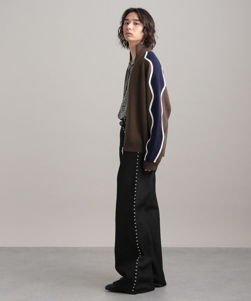TASTE by Knit(テイストバイニット)の「【TASTE by Knit】Wave line track jacket(カーディガン/ボレロ・メンズ・ブラウン/ブラック・M/S)」の17枚目の写真
