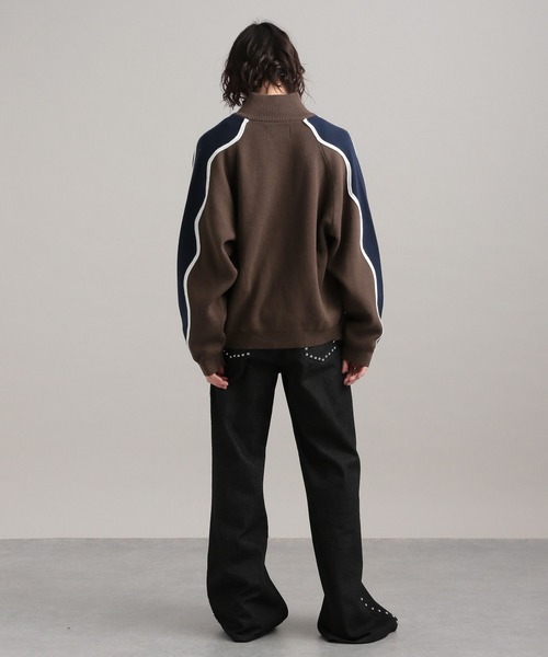 TASTE by Knit(テイストバイニット)の「【TASTE by Knit】Wave line track jacket(カーディガン/ボレロ・メンズ・ブラウン/ブラック・M/S)」の18枚目の写真