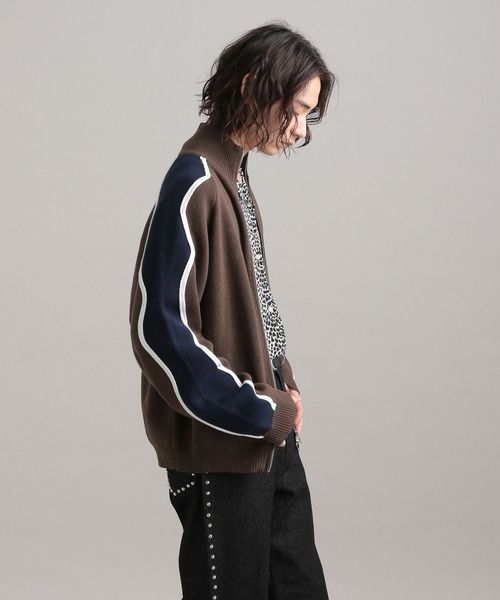 TASTE by Knit(テイストバイニット)の「【TASTE by Knit】Wave line track jacket(カーディガン/ボレロ・メンズ・ブラウン/ブラック・M/S)」の19枚目の写真