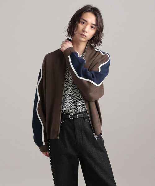TASTE by Knit(テイストバイニット)の「【TASTE by Knit】Wave line track jacket(カーディガン/ボレロ・メンズ・ブラウン/ブラック・M/S)」の20枚目の写真