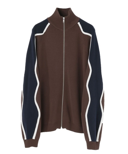 TASTE by Knit(テイストバイニット)の「【TASTE by Knit】Wave line track jacket(カーディガン/ボレロ・メンズ・ブラウン/ブラック・M/S)」の5枚目の写真