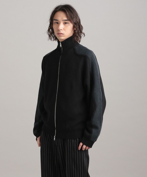 TASTE by Knit(テイストバイニット)の「【TASTE by Knit】Wave line track jacket(カーディガン/ボレロ・メンズ・ブラウン/ブラック・M/S)」の8枚目の写真