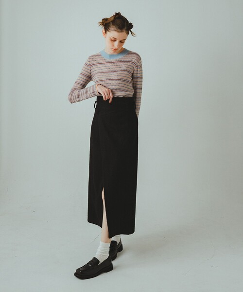 PINUE ブークレラップスカート（BLACK） PINUE/ピヌエ】ブークレラップスカート（スカート）｜STUDIOUS