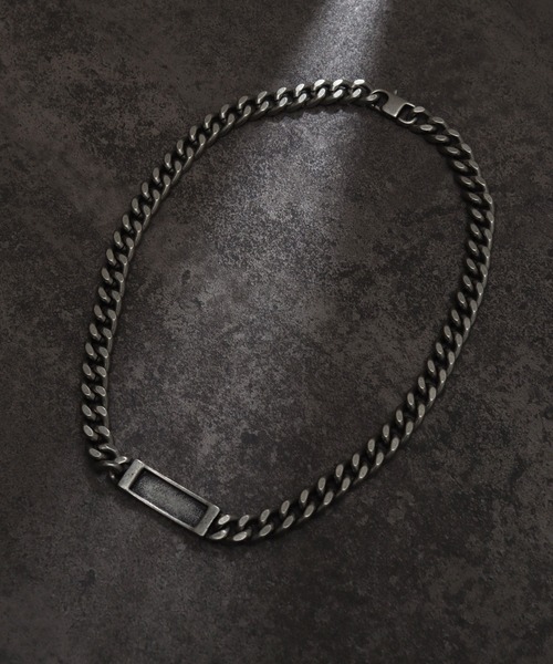 ELLUV（エルブ）の「【ELLUV/エルヴ】ロゴプレート ボリュームチェーンネックレス（ネックレス・メンズ・シルバー/アンティークシルバー・FREE）」の14枚目の写真