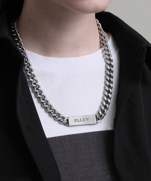 シルバー チェーンネックレス ロゴプレート付き FENDI フェンディ チェーン ネックレス ロゴ プレート シルバー 喜平