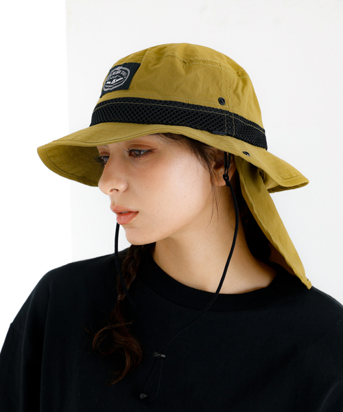 ★すぐ届く★ サテンxパテントレザー ハット POLeR/ポーラー】2WAY SUNGUARD HAT/サンガード付バケットハット