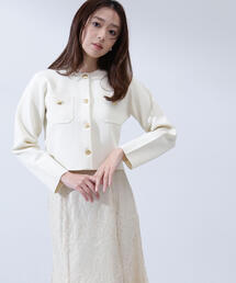 NATURAL BEAUTY BASIC | ◇【WEB限定カラー: ピンク】エンブレムボタンニットジャケット(カーディガン/ボレロ)