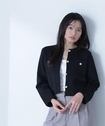 ◇【WEB限定カラー: ピンク】エンブレムボタンニットジャケット