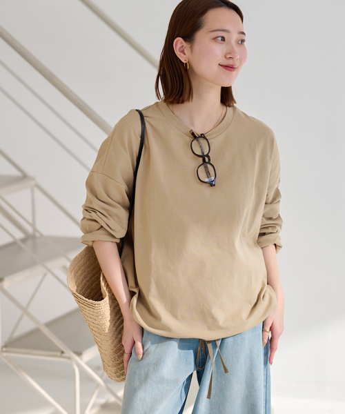 tシャツ 「再入荷！」こなれた雰囲気に。ギャザーヘムロングスリーブ レディース JOURNAL STANDARD relume tシャツ 「再入荷！」こなれた雰囲気に