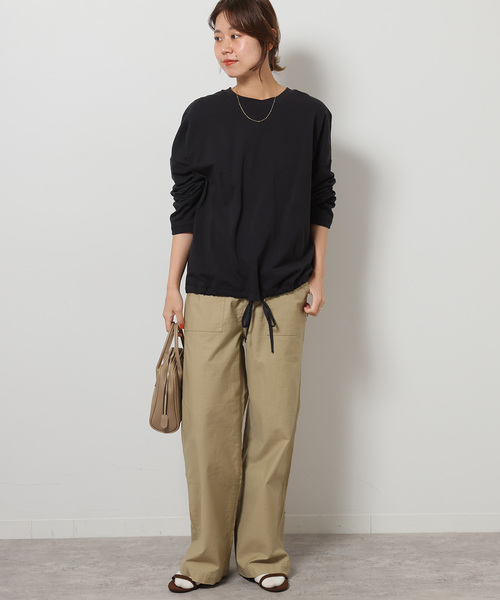 tシャツ 「再入荷！」こなれた雰囲気に。ギャザーヘムロングスリーブ レディース JOURNAL STANDARD relume tシャツ 「再入荷！」こなれた雰囲気に