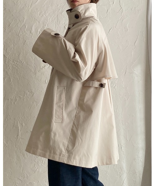 She's Closet(シーズクローゼット)の「2WAYミドル丈Aラインスタンドカラーステンカラーコート(ステンカラーコート・レディース・ブラック/アイボリー/グレイッシュベージュ/ベージュ・FREE)」の20枚目の写真