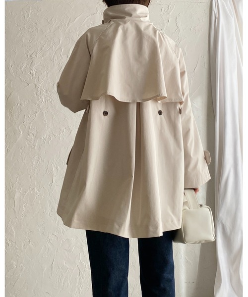She's Closet(シーズクローゼット)の「2WAYミドル丈Aラインスタンドカラーステンカラーコート(ステンカラーコート・レディース・ブラック/アイボリー/グレイッシュベージュ/ベージュ・FREE)」の15枚目の写真