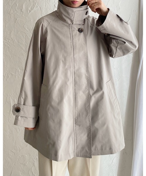 She's Closet(シーズクローゼット)の「2WAYミドル丈Aラインスタンドカラーステンカラーコート(ステンカラーコート・レディース・ブラック/アイボリー/グレイッシュベージュ/ベージュ・FREE)」の13枚目の写真