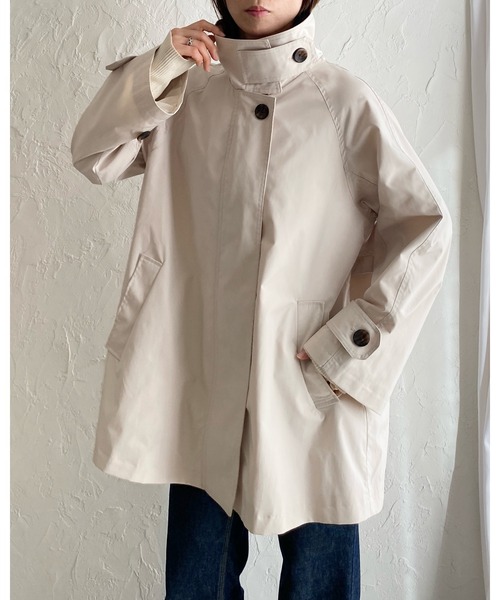 She's Closet(シーズクローゼット)の「2WAYミドル丈Aラインスタンドカラーステンカラーコート(ステンカラーコート・レディース・ブラック/アイボリー/グレイッシュベージュ/ベージュ・FREE)」の12枚目の写真