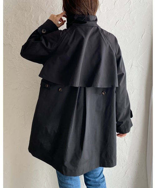 She's Closet(シーズクローゼット)の「2WAYミドル丈Aラインスタンドカラーステンカラーコート(ステンカラーコート・レディース・ブラック/アイボリー/グレイッシュベージュ/ベージュ・FREE)」の10枚目の写真