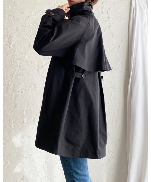 セール】2WAYミドル丈Aラインスタンドカラーステンカラーコート