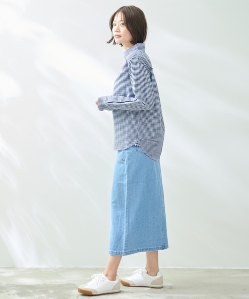 Arnold Palmer(アーノルドパーマー)の「EVERY DAY ギンガムチェック シェア シャツ(シャツ/ブラウス・レディース・ブルー/ネイビー/ブラック・LL/L/M/S)」の4枚目の写真