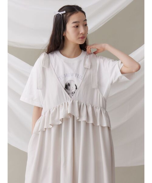 merry jenny（メリージェニー）の「サテンリボンジャンパーワンピース（ワンピース・レディース・ブラック/オフホワイト・FREE）」の8枚目の写真