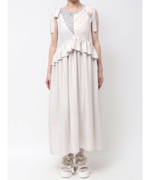 merry jenny（メリージェニー）の「サテンリボンジャンパーワンピース（ワンピース・レディース・ブラック/オフホワイト・FREE）」の14枚目の写真