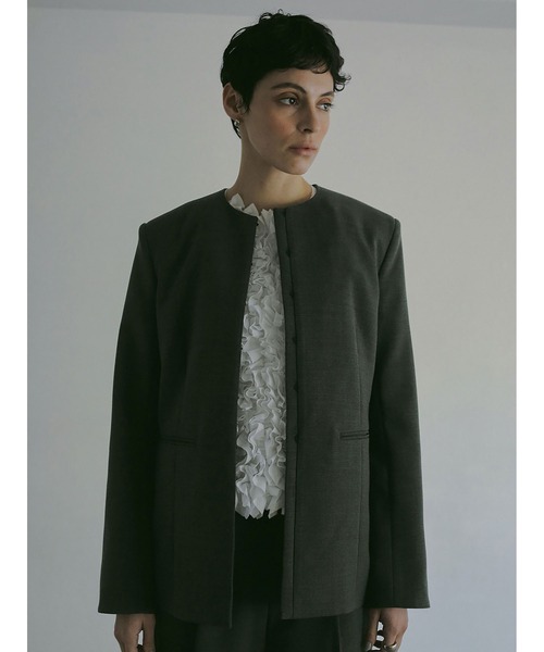Mfil ノーカラージャケット 38 ブラック CINOH/チノ】BLACK FORMAL NO COLLAR JACKET/ブラックフォーマル